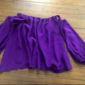 Bouleé off-shoulder purple silk top